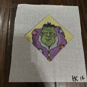 HK - Frankenstein In Square Ornament -Hand painted Needlepoint Canvas